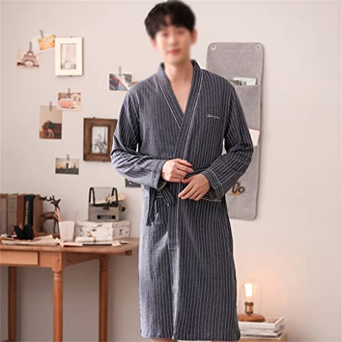 Men Nightgown Bathrobe Gown Negligee V-neck Intimate Lingerie Solid Colour Sleepwear2