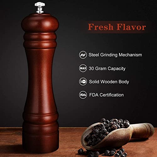 Image of Jamboree Pepper Grinder Classic Oak Wood Spicy Pepper Salt Corn Mill Grinder Wooden, Ceramic Traditional Pepper Mill (Brown)