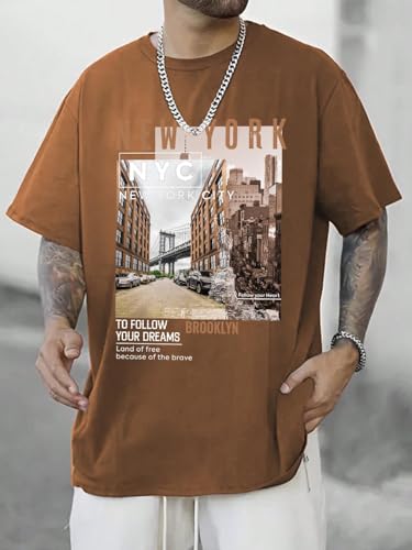 Image of CHKOKKO Mens Polyester Stylish Oversized T Shirt for Daily & Casual Wear Printed Design with Drop Shoulder & Half Sleeves