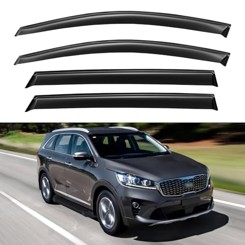 Image of Window Visors Rain Guards for 2016 2017 2018 2019 2020 Kia Sorento, Out-Channel Window Vent Wind Deflectors Visors Shades for 16 17 18 19 20 Sorento