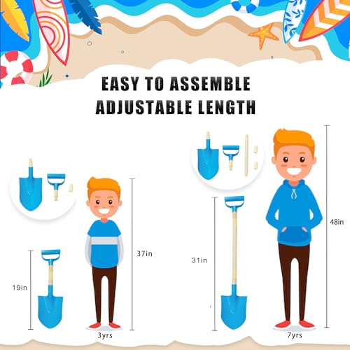 image for POMIKU Sand Shovels for Kids, 7PCS Beach Toys for Boys Girls Age 3 Yea