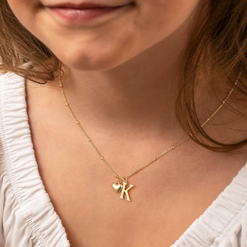 Initial Necklaces for Women Girls - Real Gold Plated Heart Initial Necklace for Girls Jewelry Dainty Gold Letter A-Z Heart Pendant Necklace Birthday Gifts for Women Teen Girl Gifts Trendy Stuff4