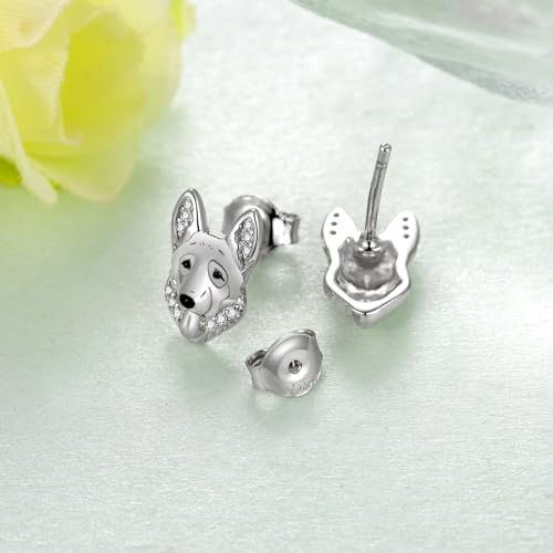 German Shepherd Earrings/Dachshund Earrings/Yorkie Earrings/Schnauzer Earrings 925 Sterling Silver Dog Jewelry Animal Stud Earring Birthday Gift for Women Dog Lover3