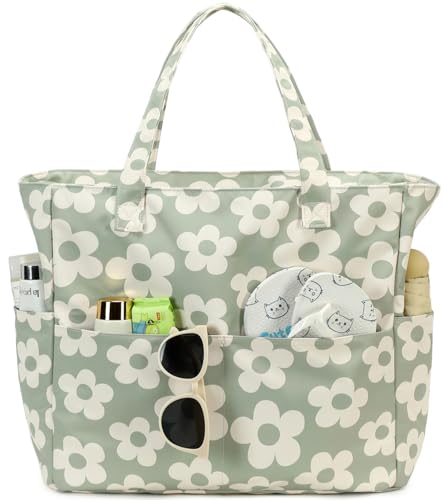 Image of Waterproof Beach Tote Pool Bags for Women Ladies Extra Large Gym Tote Carry On Bag With Wet Compartment for Weekender Travel