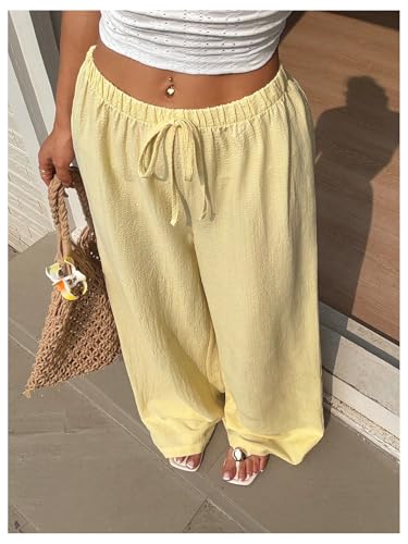 SHENHE Women's Y2k Low Rise Baggy Pants Wide Leg Drawstring Elastic Loose Casual Travel Pants4
