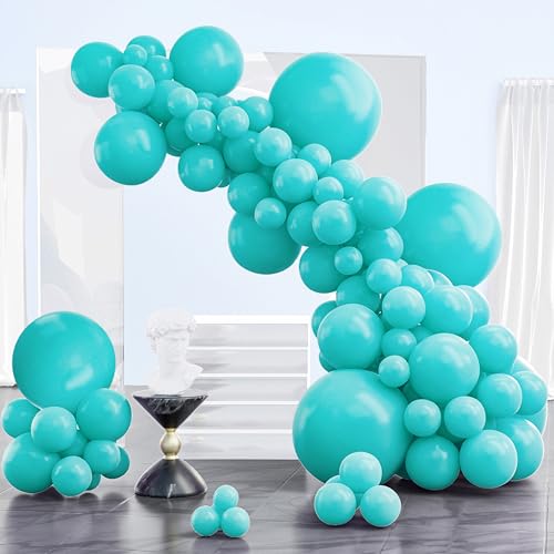 Image of PartyWoo Teal Balloons 130pcs Different Sizes Pack of 18 12 10 5 Inch Turquoise Dark Teal Balloon Arch Kit for Baby Shower Gender Reveal Graduation Mermaid Birthday Pool Party Decorations Blue-Y69