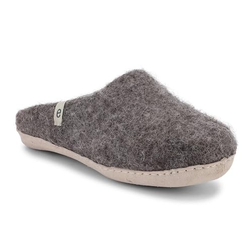 egos Pantofole donna e uomo | Calde e comode scarpe in feltro per inverno ed estate | Pantofole in feltro fatte a mano 100% lana naturale, marrone, 43 EU