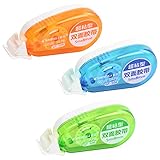 Lot de 3 Rouleau de Colle Double Face, Distributeur de Ruban Adhésif pour Travaux Manuels Scrapbooking DIY Carte Bullet Journal (Couleur Aléatoire) 8mm*5m