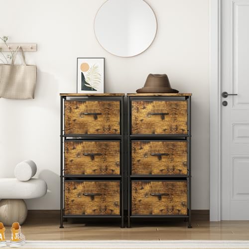 Comoda Gaveteiro 3 Gavetas, Cômoda para Quarto, Torre de Armazenamento com Organizador de Tecido, Cô