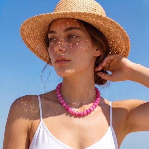 SHERLOVE Chunky Statement Large Rose-Red Beaded Choker Necklaces Women - 2