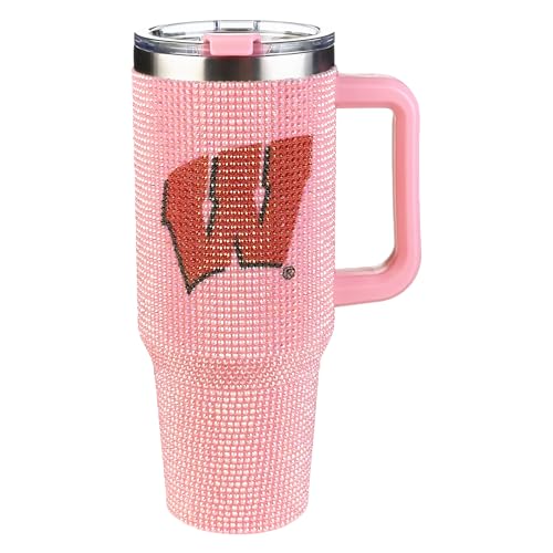 Image of The Memory Company Officially Licensed 40oz Pink Bling Game Day Tumbler, University of Wisconsin