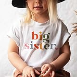 Big Sister koszulka dla dziewczynek, do stroju, dla dziewczynek, z krótkim rękawem, na lato, z krótkim rękawem, z okrągłym dekoltem, bawełniana koszula, biały, 3-4 Lat