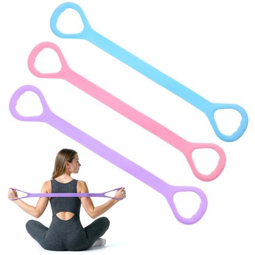 3 Pcs Figure 8 Resistance Band with Handles Elastic Bands Back Arm Workout Non Slip Exercise Equipment Workout Chest Arm Shoulder Stretch Bands for Home Yoga Gym Back Yoga Pilates Stretching