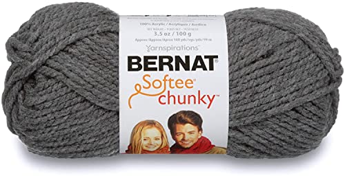 Bernat Softee Chunky 3-Pack Yarn, 2.8Oz, Super Bulky 6 Gauge -True Grey - Machine Wash & Dry #TOP1