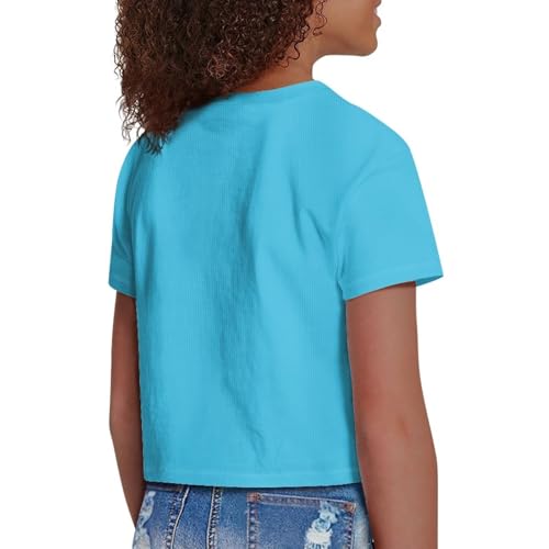 Image of Girls Summer Crop Top Outfits Short Sleeve T Shirts Kids Cute Clothes Tees Blouse