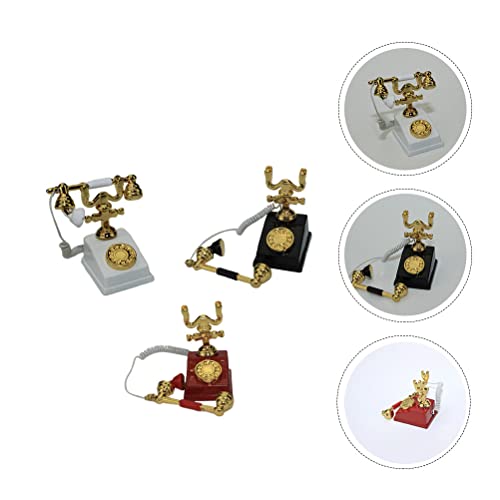 TOYANDONA 3 PCS Miniatura Telefone Modelo Mini Casa Decoração Liga Telefone Decoração Casa Decoração