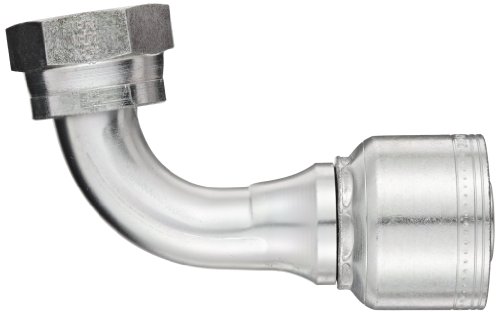 Image of Aeroquip 1AA16FRB16 Carbon Steel Global TTC (Thru the Cover) Crimp Hose Fitting Female ORS Swivel, 90 Degree Elbow, 1 inch Hose ID, 1-7 /16 inch - 12 Thread