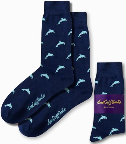 AUSCUFFLINKS Dolphin Socks for Him | Sea Animal Lover | Work Sock for Him | Birthday Gift for Guys (Dolphin)