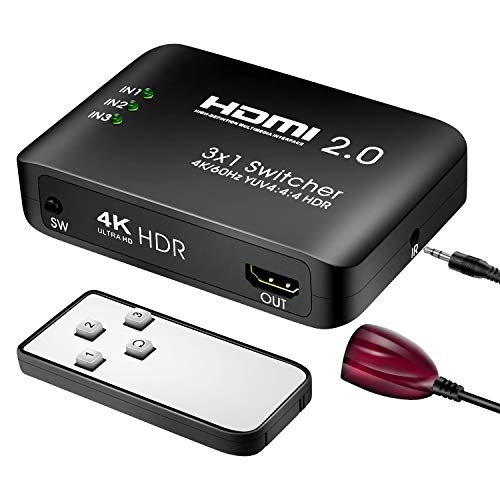 aoeyoo HDMI 2.0 Switcher Plastic Material HDMI Switcher 3 Port with IR Remote