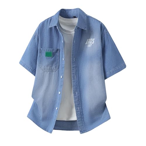 Chemise en jean manches courtes homme respirante et confortable pour l'été