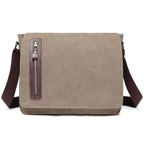 Sac à bandoulière vintage en toile unisexe pour ordinateur portable 14 pouces