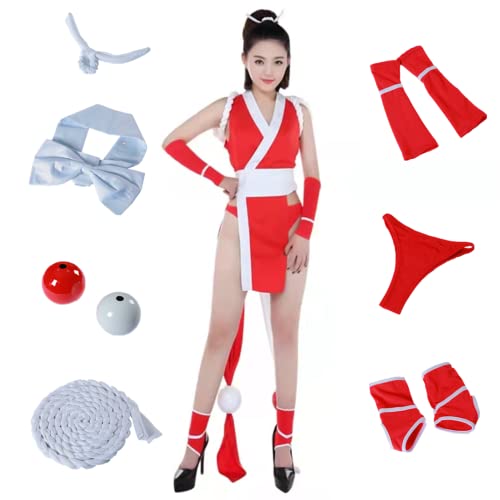 US size Anime Mai Shiranui Cosplay Costume Halloween Clothe Red Fighting Outfit...