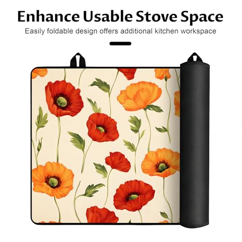 Image of BVBOX Stove Top Cover for Electric Stove, 28 inch x 20 inch Glass Cooktop Protector Mat with Hanging Loops, Anti-Scratch Non-Slip Dish Drying Mat, Washable Countertop Pad