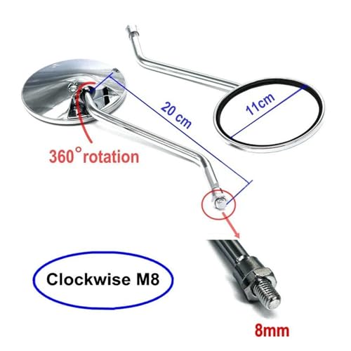 Espejo retrovisor universal para motocicleta con ajuste orientable y rosca de 8mm 3