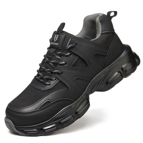 Image of Hogent Steel Toe Shoes for Men Women, Wide & Non-Slip Work Shoes