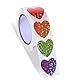 Glitzer Herz Sticker Rolle, 500 Stück Bunte Sticker Herzen 8 Farben Selbstklebend Aufkleber Herz Belohnungssticker Shining Sticker Herz Aufkleber Sticker Liebe für Kinder Geburtstagsfeier Hochzeit