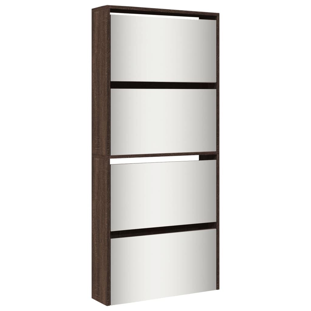 Scarpiera alta stretta con 4 cassetti a specchio, elegante, per corridoio, salvaspazio, credenza moderna a specchio, 63 x 17 x 134 cm