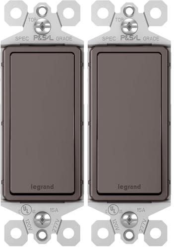Image of Legrand Radiant 15 Amp Rocker Wall Switch, Decorator Light Switches, Brown, 3-Way, TM873CC10 (Pack of 2)