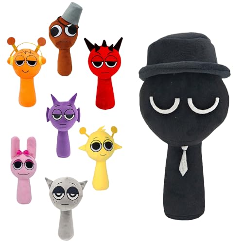 Ayizhiniu Sprunki Peluches, Lindo Anime Sprunki Plush Toys, Interesante Sprunki Muñecos, Personajes Dibujos Animados Sprunki Juguetes Figuras, Adecuado Enviar a Regalos para Niños (Negro)