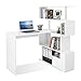 Meerveil Computertisch L-Förmig, Eckschreibtisch, mit 360 Grad Drehbarem Bücherregal für Arbeitszimmer Wohnzimmer Büro 157 x 45 x 130,5 cm, Weiß