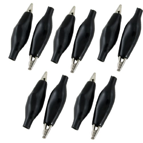 Aexit 10 Pcs Electrical Testing Black Boot 27mm Long Electric Test Lead Voltage Testers Alligator Clips