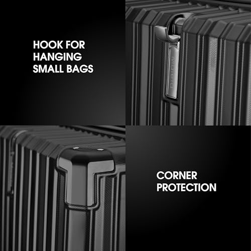 Image of Maleta Nova Trolley Bag Check-in Medium | 65 cms, 8 Spinner Wheels | Hardside,Premium Material |TSA Lock, Medium Size Trolley Bags for Luggage| Travel Bag |(Black, Check-in Medium)