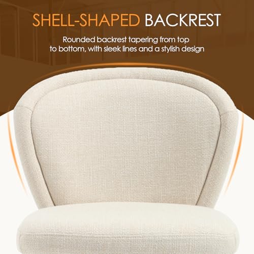 Image of HNY Swivel Counter Height Bar Stools Set of 4, 26 Inch Barstools with Walnut Wooden Leg and Back, Modern Linen Upholstered Counter Stools for Kitchen Island, Beige