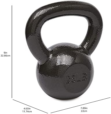 Amazon Basics Cast Iron Kettlebell for Strength Training, Wide Handle, 25 Pounds, Black - 2