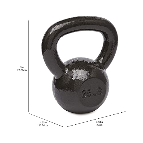 Amazon Basics Cast Iron Kettlebell for Strength Training, Wide Handle, 25 Pounds, Black view 3