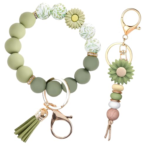 Qubusm 2PCS Bracelet Key Ring Set, Cute Car Key chain