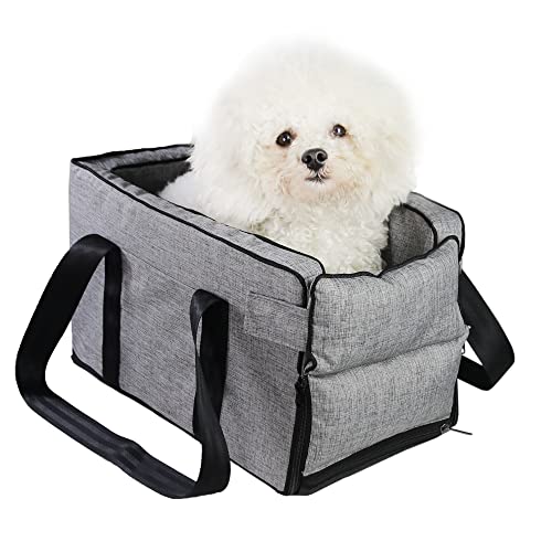 Pet Safety Booster Seat for Cats and Small Dogs, Puppy Seat Pet Basket up to 13lbs, Removable/Washable/Adjustable Straps