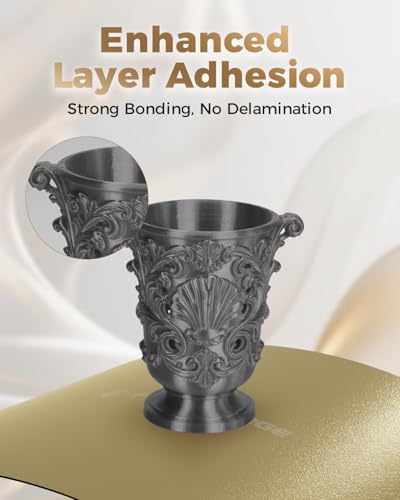 Image of VOXELAB Silk+ PLA Filament 1.75mm, Shiny Chrome-Like Finish with Enhanced Layer Adhesion, 1kg (2.2lbs) for Most FDM 3D Printers, Smooth & Flawless Printing(Metal Gray)
