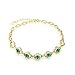 Daesar Damen Armband 18K Gold Echt Blume mit 1.95ct Oval Smaragd, Gold Armband Hochzeit Vintage Bettelarmband 22CM