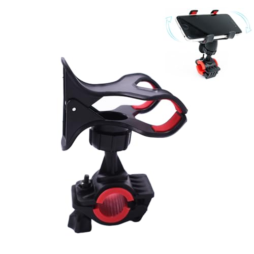 Alovexiong Stroller Phone Holder for Parent and Baby,Phone Stand for Stroller,Prams,Spin Bike,Shopping Cart,Car,Kitchen,Flexible Adjustment Pushchairs Handlebar Cell Phone Clamp(Black)
