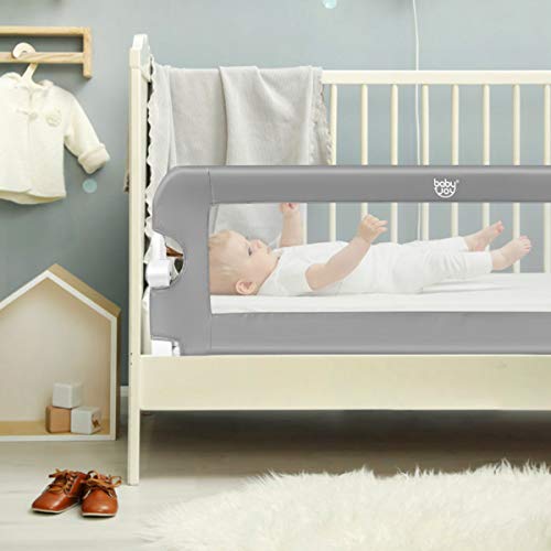 Baby Joy Bed Rails For Toddlers, Extra Long, Swing Down Safety Bed Guard For Convertible Crib, Folding Baby Bedrail For Kids Twin, Double, Full Size Queen & King Mattress (59-Inch, Gray) #TOP7