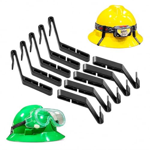 Taaib 10-Pack Multipurpose Full Brim Hard Hat Clips Hooks for Headlamp Light and Safety Goggle Strap Holder Light Mount 2-in-1 Safety Helmet Accessories Compatible with MSA V-Gard