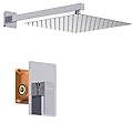 KOJOX Shower system with Rain Shower Head, Single Function shower valve Shower Set Combo with Trim Kit (12 Inch, Chrome)