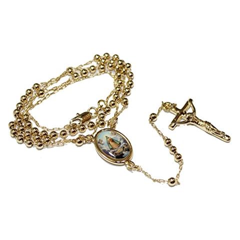 Collar Rosario chapado en oro de 18 quilates de Caridad del Cobre de 45,7 cm Cover