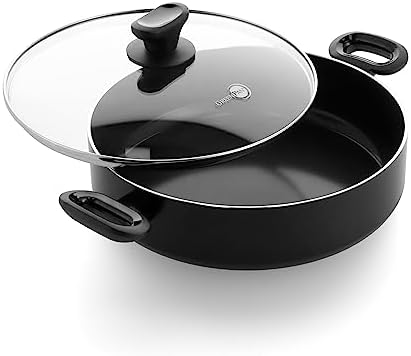 GreenPan Skillet Pan with Lid, Non Stick, Toxin Free Ceramic Skillet Pan - Induction & Oven Safe Cookware - 28 cm/4.2 Litre, Black