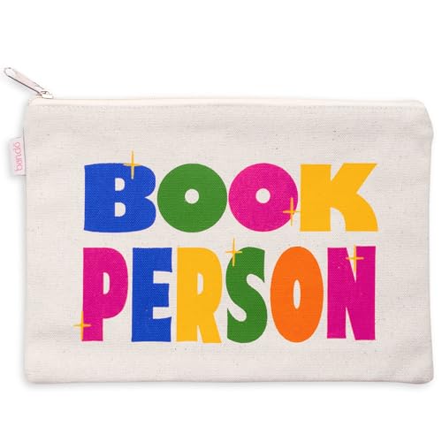 Image of ban.do Canvas Pen and Pencil Case for Adults, Small Zipper Pouch for Office /Art Supplies, Travel Toiletries, Makeup, Book Person